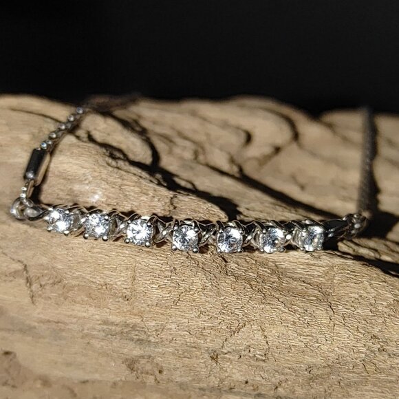 JWBR Gemstone Clear Accents Bracelet Sterling Silver Bolo Adjustable 5 to 9 Inch - Picture 4 of 12